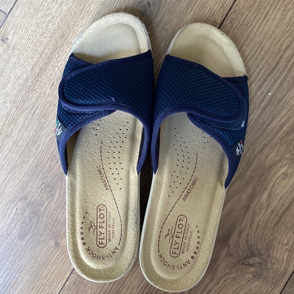 Fly flot Navy blue adjustable flip flops slides sz9 - Picture 1 of 6